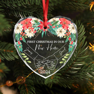 GeckoCustom Personalized Gift Holding Hands First Christmas Couple - Heart Shaped Glass Ornament HA75 891763 8 cm