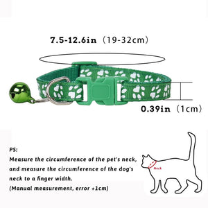GeckoCustom Pet Collar With Bell Cartoon Footprint Colorful Dog Puppy Cat Accessories Kitten Collar Adjustable Safety Bell Ring Necklace Pet