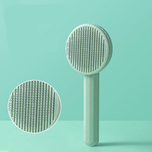 GeckoCustom Pet Hair Removal Comb Cat Brush Self Cleaning Slicker Brush for Cats Dogs Hair Remover Scraper Pet Grooming Tool Cat Accessories green