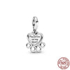 GeckoCustom Pet Paw Print & Bone Dangle Charm Authentic 925 Sterling Silver Bead Fit Original Pandora Bracelet Necklace Jewelry For Women SS357