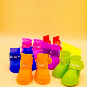 GeckoCustom Pet rain shoes dog cat anti-slip rubber boot dogs cats foot cover puppy waterproof socks small medium dogs protect the paw