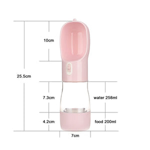 GeckoCustom Portable Dog Water Bottle Food and Water Container For Dog Pets Feeder Bowl Outdoor Travel Drinking Bowls Water Dispenser Food Water Pink / China