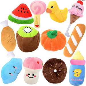 GeckoCustom Puppy Dog Plush Squeaky Toys for Small Medium Dogs Bone Aggressive Chewers for Pet Cat Products Puppy Accessories