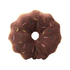 GeckoCustom Puppy Dog Plush Squeaky Toys for Small Medium Dogs Bone Aggressive Chewers for Pet Cat Products Puppy Accessories Brown Donut / 1 Pc
