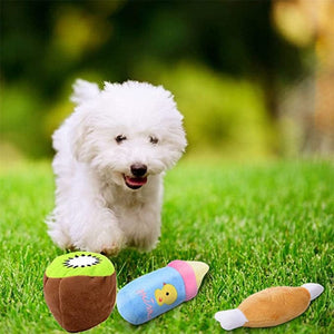GeckoCustom Puppy Dog Plush Squeaky Toys for Small Medium Dogs Bone Aggressive Chewers for Pet Cat Products Puppy Accessories