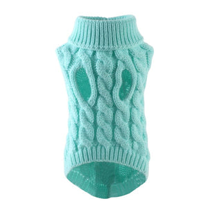 GeckoCustom Puppy Dog Sweaters for Small Medium Dogs Cats Clothes Winter Warm Pet Turtleneck Chihuahua Vest Soft Yorkie Coat Teddy Jacket Light Blue / S