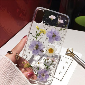 GeckoCustom Qianliyao Dried Flower Silver foil Phone Cases For iPhone 15 14 13 12 11 Pro Max XS Max XR X 6s 7 8 Plus SE Soft Silicone Cover 2 / For iphone 15