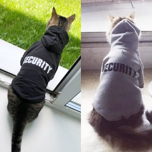 GeckoCustom Security Cat Clothes Pet Cat Coats Jacket Hoodies For Cats Outfit Warm Pet Clothing Rabbit Animals Pet Costume For Small Dogs