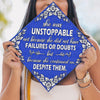 GeckoCustom She Was Unstoppable Graduation Cap Topper, HN590 9.5"x9.5"