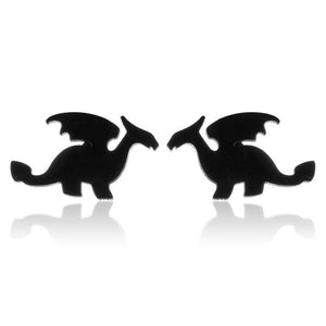 GeckoCustom Soft clay cute animal bite earrings studs - Fun Gift Idea Black-1