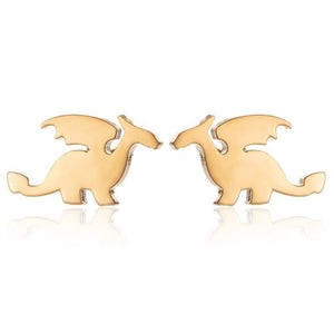 GeckoCustom Soft clay cute animal bite earrings studs - Fun Gift Idea Gold-1