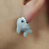 GeckoCustom Soft clay cute animal bite earrings studs - Fun Gift Idea Whale
