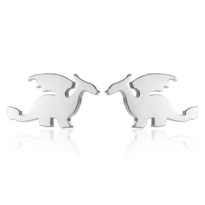 GeckoCustom Soft clay cute animal bite earrings studs - Fun Gift Idea Silver-1