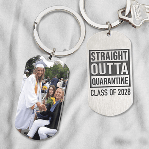 GeckoCustom Straight Outa Quarantine Class Of 2024 Graduation Metal Keychain 890379