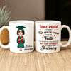GeckoCustom Take Pride Congrats Grad Graduation mug, Custom Chibi ClipArt HN590