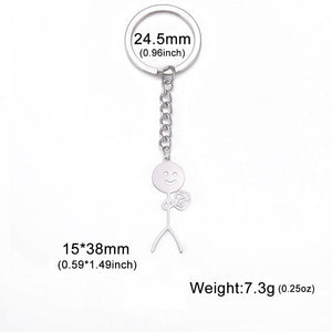 GeckoCustom Teamer Funny Fuxk You Middle Finger Stickman Keychain 2023 Cute Trend School Bag Car Key Pendant Couple New Trinket Gift Keyring Volleyball-S