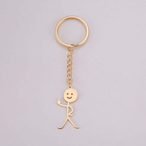 GeckoCustom Teamer Funny Fuxk You Middle Finger Stickman Keychain 2023 Cute Trend School Bag Car Key Pendant Couple New Trinket Gift Keyring Middle Finger 2-G