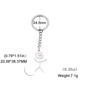 GeckoCustom Teamer Funny Fuxk You Middle Finger Stickman Keychain 2023 Cute Trend School Bag Car Key Pendant Couple New Trinket Gift Keyring Middle Finger 1-S