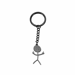 GeckoCustom Teamer Funny Fuxk You Middle Finger Stickman Keychain 2023 Cute Trend School Bag Car Key Pendant Couple New Trinket Gift Keyring Middle Finger 1-B