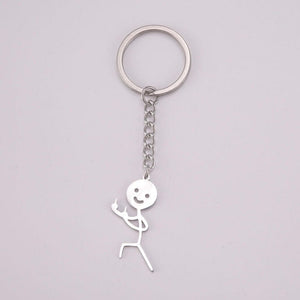 GeckoCustom Teamer Funny Fuxk You Middle Finger Stickman Keychain 2023 Cute Trend School Bag Car Key Pendant Couple New Trinket Gift Keyring Middle Finger 3-S