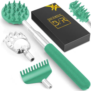 GeckoCustom Telescoping Back Scratcher with 3Pcs Detachable Scratching Heads, Back Scratcher for Men/Women,Dual Sides Scratcher/Metal Paw/Rake Scratcher Fathers Day Dad Gifts for Men Husband Cyan