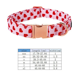 GeckoCustom Unique Style Paws Personlized Pink Valentine Dog Collar with Bow Heart Pet Collar Flower Dog Collar Large Medium Small Dog collar / XS