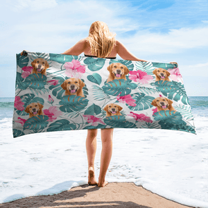 GeckoCustom Upload Photo Dog Beach Towel K228 888429 30"x60"