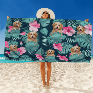 GeckoCustom Upload Photo Dog Beach Towel K228 888429 30"x60"