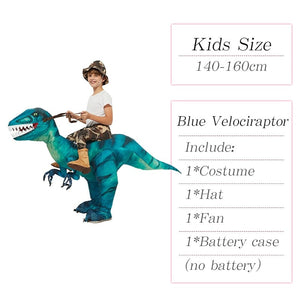 GeckoCustom Velociraptor T REX Mascot Inflatable Costume For Kids Anime Halloween Costumes Dinosaur Birthday Gift For Party Cosplay Blow Up Blue Kids L