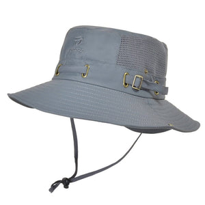 GeckoCustom W22 Fisherman Hat Men and Women Mesh Holes Breathable Outdoor Fishing Mountaineering Sun Hat Casual Summer New Style W22-Dark gray / M 58-60cm