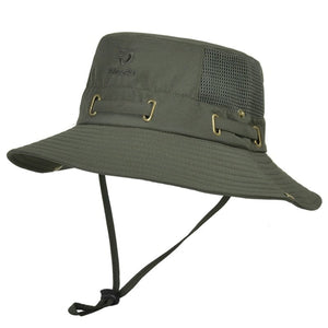GeckoCustom W22 Fisherman Hat Men and Women Mesh Holes Breathable Outdoor Fishing Mountaineering Sun Hat Casual Summer New Style W22-ArmyGreen / M 58-60cm