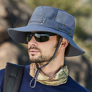 GeckoCustom W22 Fisherman Hat Men and Women Mesh Holes Breathable Outdoor Fishing Mountaineering Sun Hat Casual Summer New Style