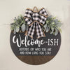 GeckoCustom Welcome-ish Depends On Who You Are And How Long You Stay Door Sign, Welcome Sign Decor HN590