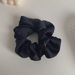 GeckoCustom Women Silk Scrunchie Elastic Handmade Multicolor Hair Band Ponytail Holder Headband Hair Accessories 1PC Satin Silk Solid Color Black