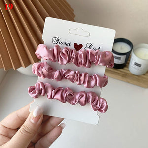GeckoCustom Women Silk Scrunchie Elastic Handmade Multicolor Hair Band Ponytail Holder Headband Hair Accessories 1PC Satin Silk Solid Color a19