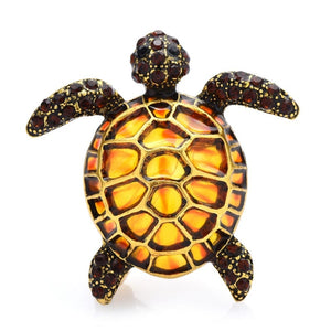 GeckoCustom Wuli&baby Enamel Turtle Brooches For Women Men Lovely 3-color Animal Party Casual Brooch Pin Gifts yellow
