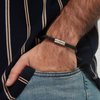Personalized Mens Woven Leather Bracelet, Adjustable Bracelet, Father's Day Gift for Dad Boyfriend Husband TH10 169917