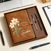 Custom Name Personalized Birth Flower Notebook & Pen Set, Birth Month Flower Journal TH10 170209