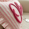 Personalized Striped Ruffled Punch Needle Throw Pillow: Embroidered Baby Name TH10 170319