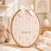 Personalized Pink Stripe Baby Name Hoop, Floral Embroidered Nursery Decor TH10 170435