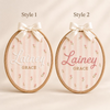 Personalized Pink Stripe Baby Name Hoop, Floral Embroidered Nursery Decor TH10 170435