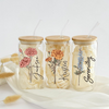 Personalized Birth Flower With Name Glass Can With Lid TH10 896879