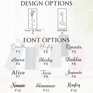 Personalized Birth Flower Name Glass Can With Lid Silicone Sleeve TH10 896881