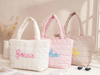 Monogrammed Shoulder Bag for Women's, Gift for Her, Beach Bag Embroidered Quilted Nylon Tote Bag TH10 169615