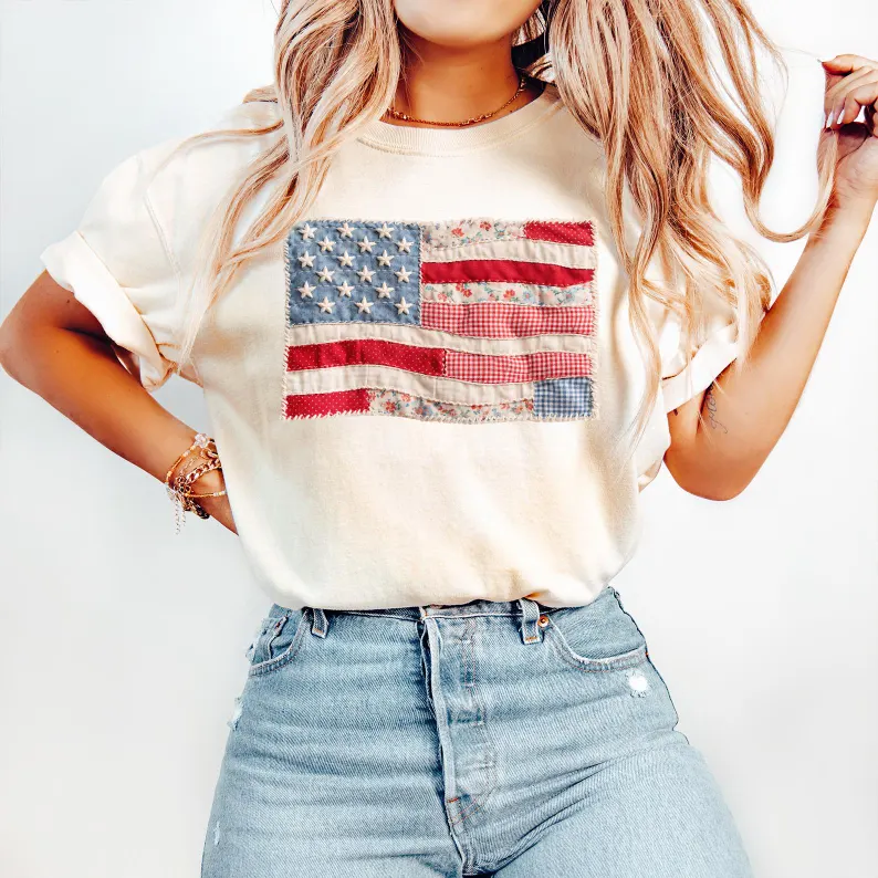 Faux Patchwork USA Comfort Shirt TH10 170071