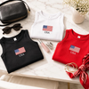 Embroidered American Flag Tank Top - Custom Patriotic 4th of July Crop Top TH10 170139