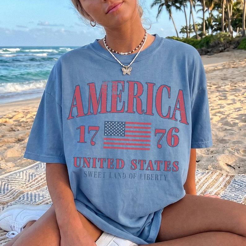 Retro America 4th Of July Shirt Preppy Fourth of July Patriotic Comfort Shirt HO82 902534