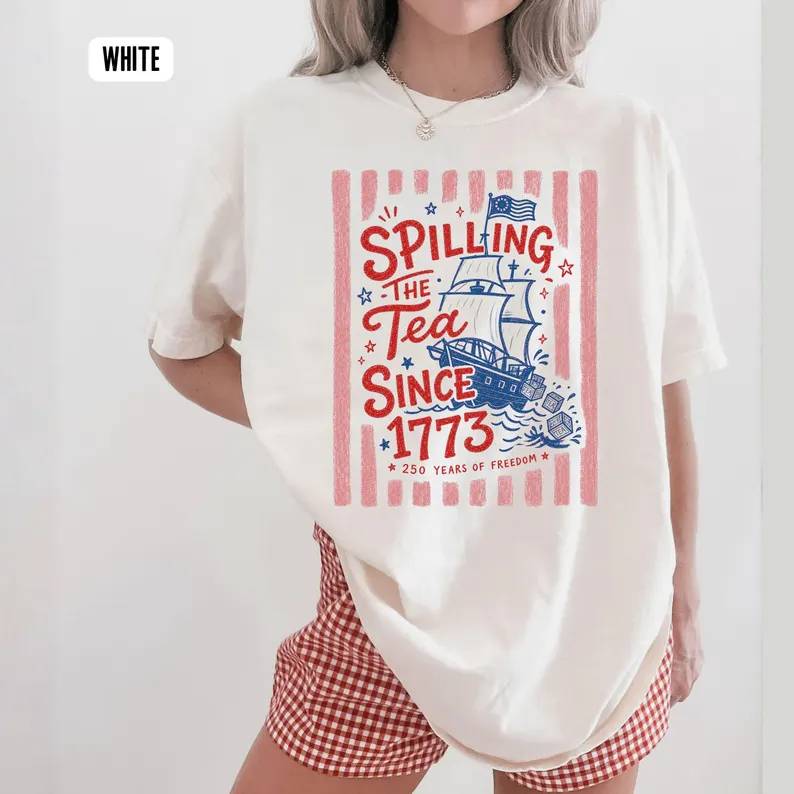 Striped Spilling The Tea Since 1773 Comfort Shirt, 250th Anniversary HO82 902678