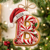 Personalized Peppermint Christmas Letter with Santa Hat Wood Ornament HO82 904276