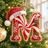 Personalized Peppermint Christmas Letter with Santa Hat Wood Ornament HO82 904276